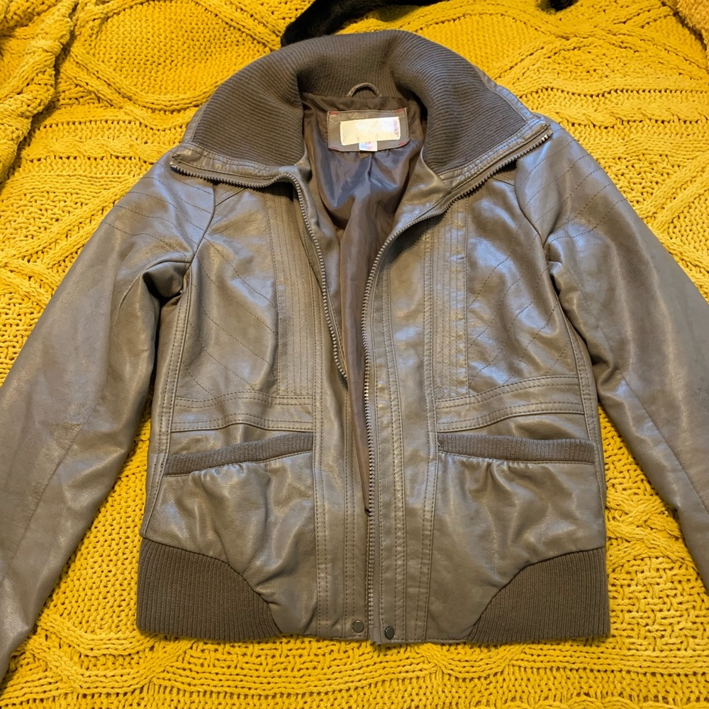 Leather bomber jacket